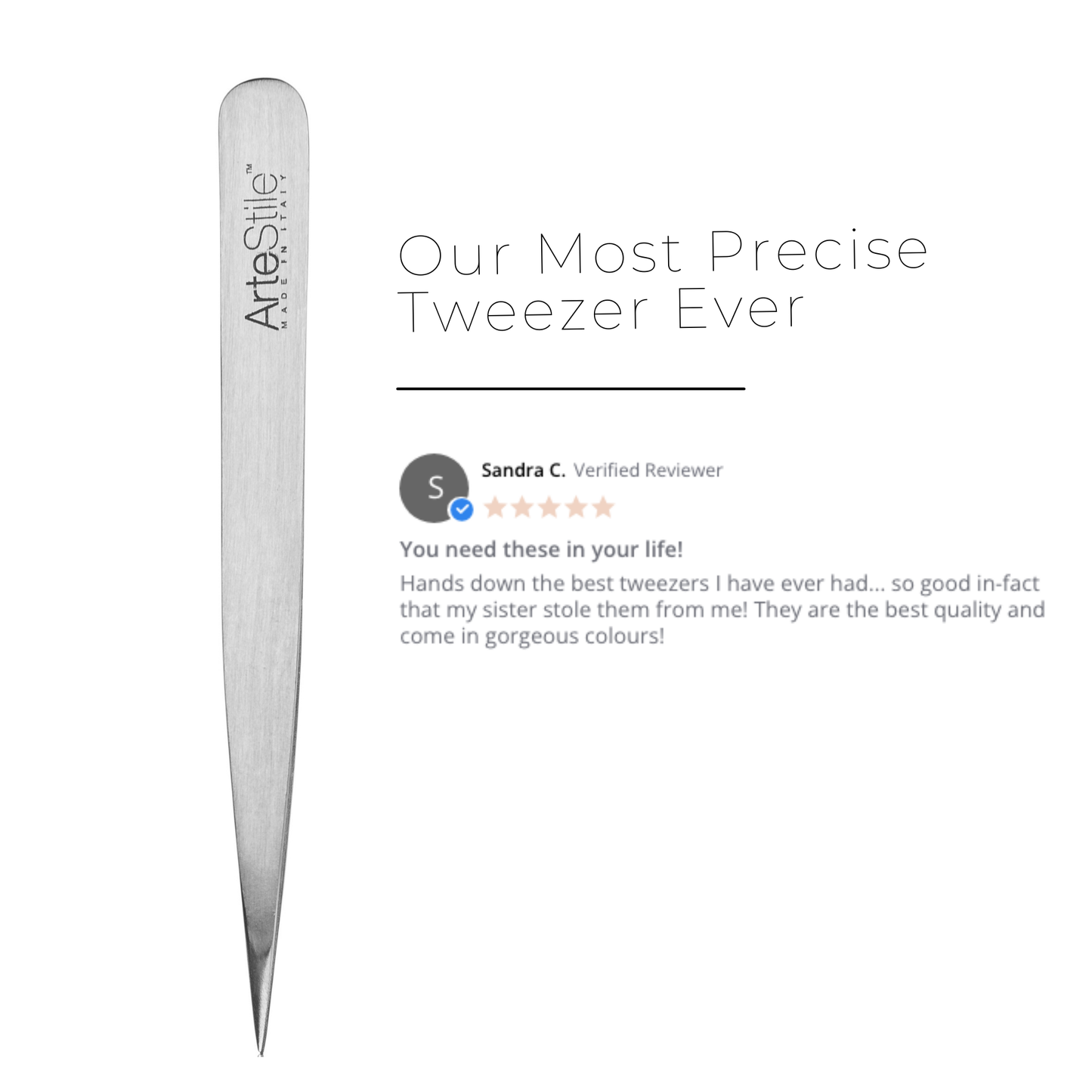Point Tip Tweezers in Brushed Stainless Steel