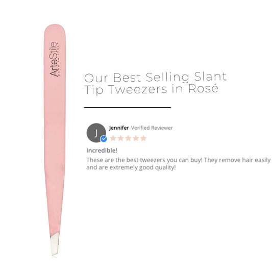 Slant Tip Tweezers in Rosé